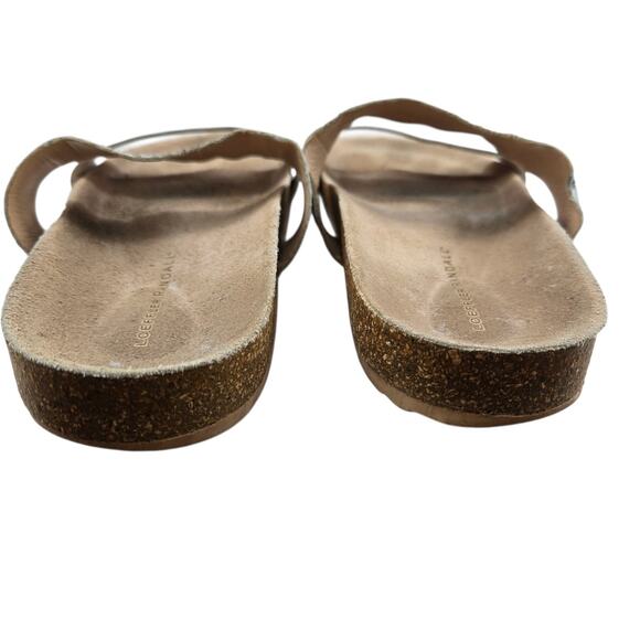 Loeffler Randal Sandals Womens 9 Slip On Cork Cream Snake Print Silver Leather - Picture 7 of 13